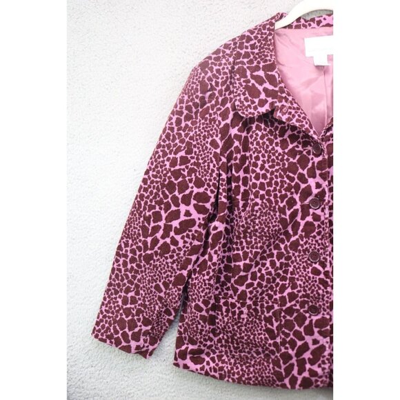 Susan Graver Animal Print Corduroy Blazer-Size 1X-Pockets - Picture 3 of 12